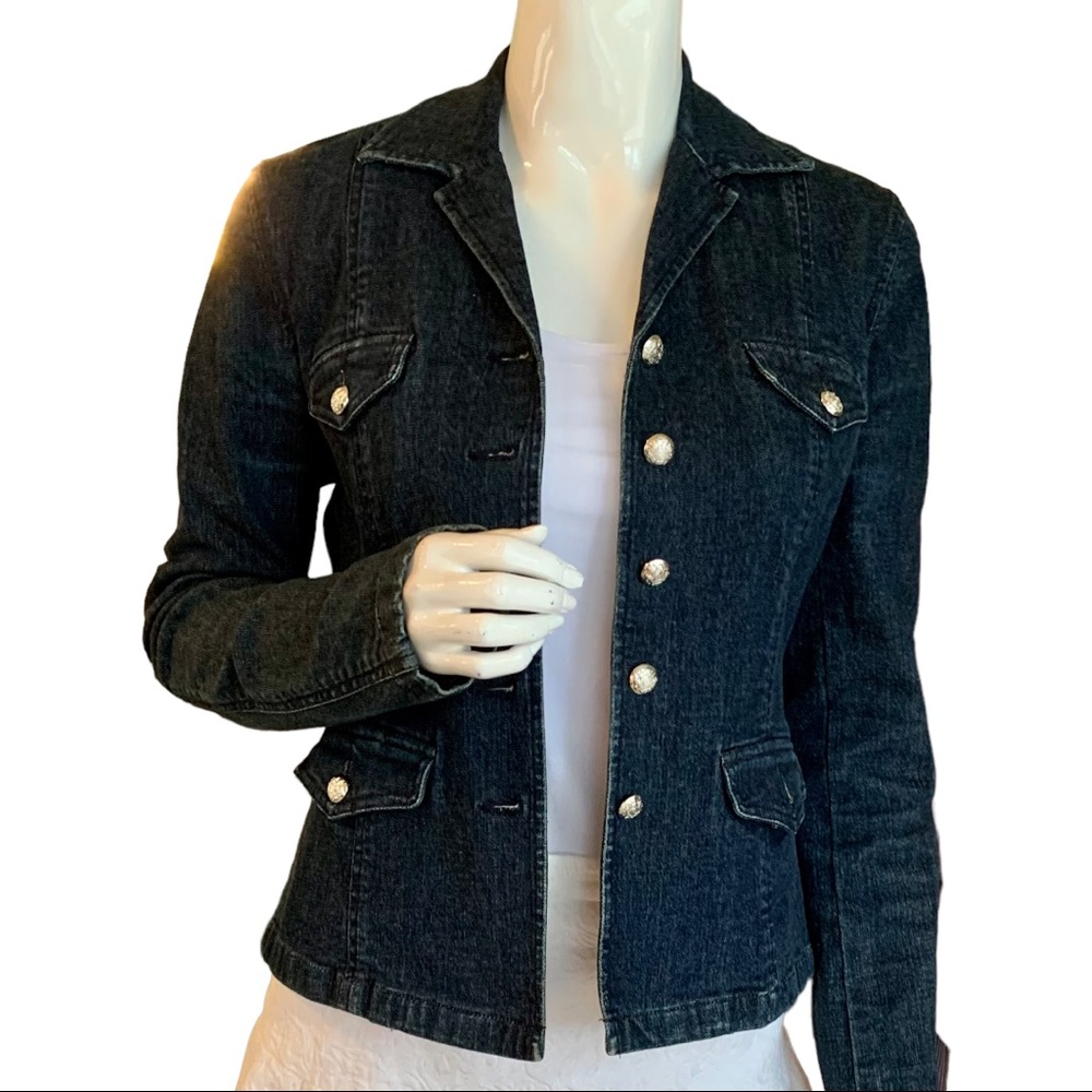 LAUREN JEANS COMPANY BLUE DENIM JEANS JACKET. WOMEN’S SIZE MEDIUM.